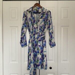 Women’s J Crew A Line Shirt Dress In Vintage Floral Stripe Size Medium
